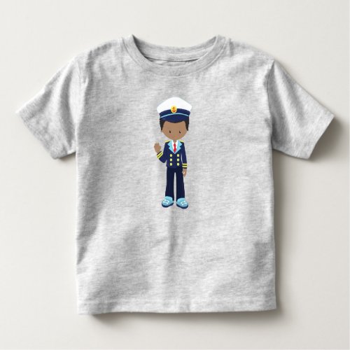 African American Boy Boat Captain Skipper Sea Toddler T_shirt