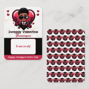 African American Boy Classroom Valentine Candy Enclosure Card