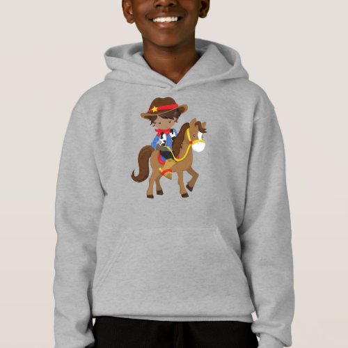 African American Boy Cowboy Sheriff Horse Hoodie