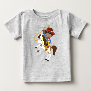 African American Boy, Cowboy, Sheriff, Lasso Baby T-Shirt