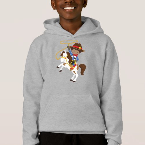 African American Boy Cowboy Sheriff Lasso Hoodie