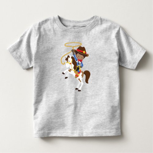 African American Boy Cowboy Sheriff Lasso Toddler T_shirt