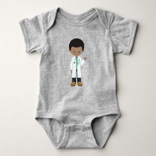 African American Boy Doctor Lab Coat Medicine Baby Bodysuit