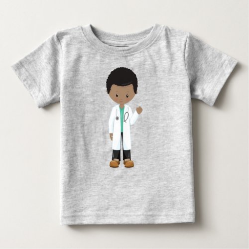 African American Boy Doctor Lab Coat Medicine Baby T_Shirt