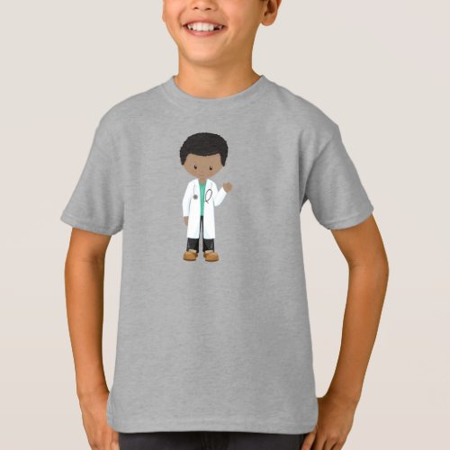 African American Boy Doctor Lab Coat Medicine T_Shirt