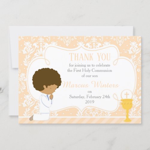 African American Boy First Communion Thank You