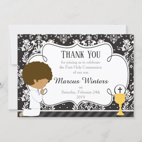 African American Boy First Communion Thank You