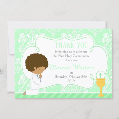 African American Boy First Communion Thank You