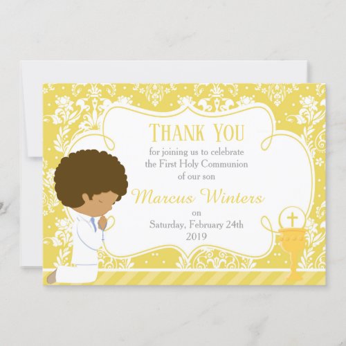 African American Boy First Communion Thank You