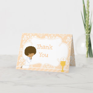 African American Boy First Communion 'Thank You' Letterpress Thank You Card