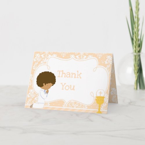 African American Boy First Communion Thank You Thank You Card