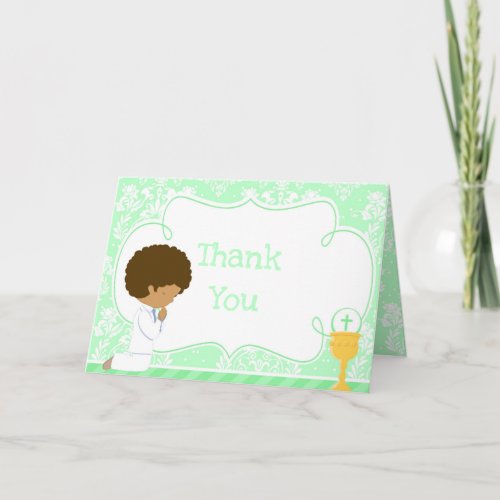 African American Boy First Communion Thank You Thank You Card