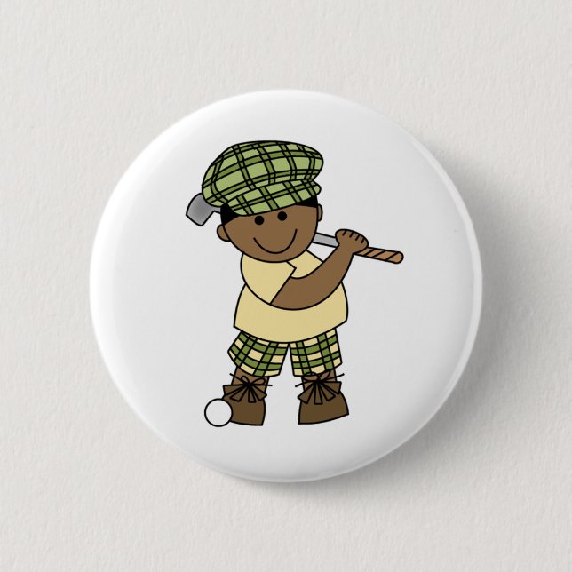 African American  Boy Golfer Button (Front)