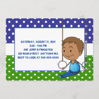 African American Boy Gymnastic Birthday Invitation