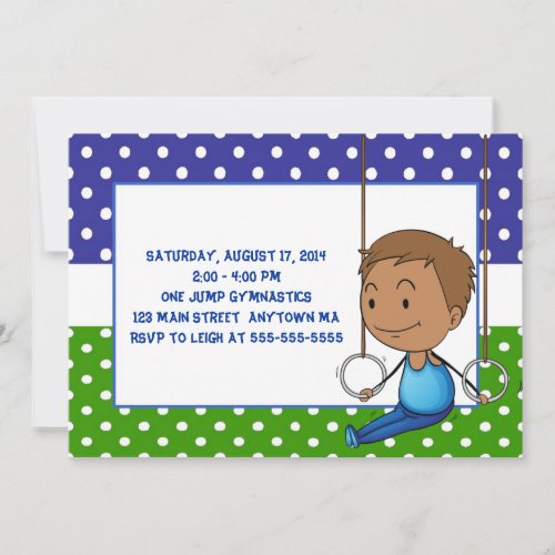 African American Boy Gymnastic Birthday Invitation