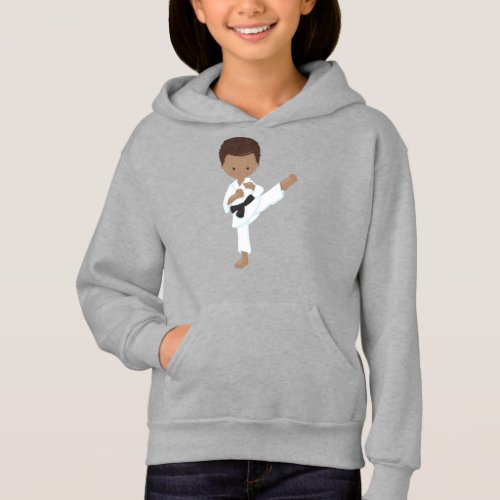 African American Boy Karate Boy Black Belt Kata Hoodie