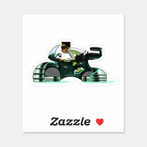 African American Boy on Motorcycle Sticker