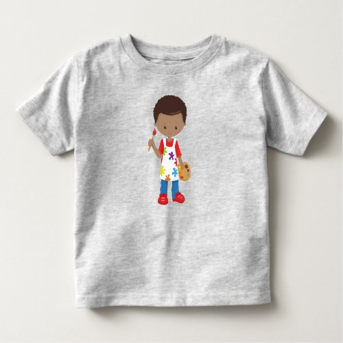 African American Boy Painter Paint Artist Brush Toddler T_shirt