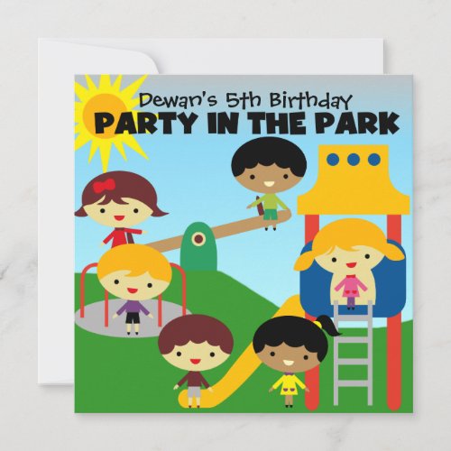 African American Boy Party in the Park Invite