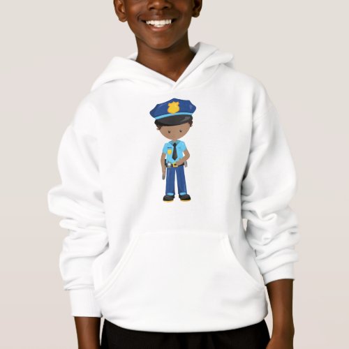 African American Boy Policeman Police Officer Hoodie