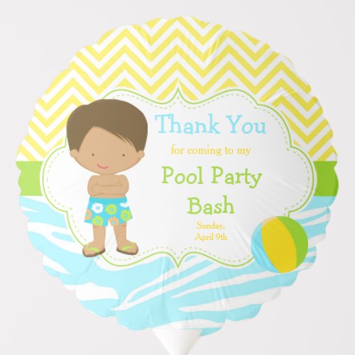 African American Boy Pool Party Bash Party Balloon