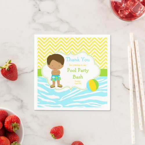 African American Boy Pool Party Bash Party Napkins