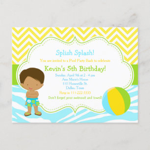 African American Boy Pool Party Bash Party Postcard
