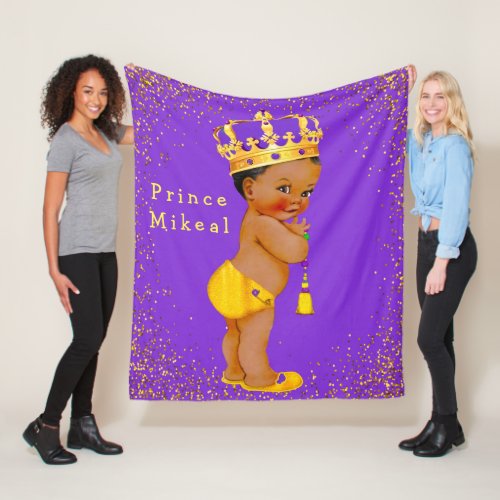 African American Boy Prince Custom Fleece Blanket