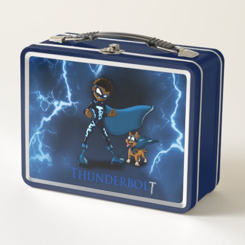 African American Boy Superhero Metal Lunch Box