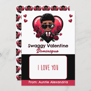African American Boy Valentine Gift Card/Candy Invitation