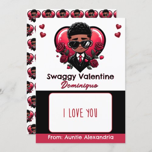 African American Boy Valentine Gift Card Holder