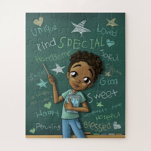 African American Boy with Affirmations Jigsaw Puzzle