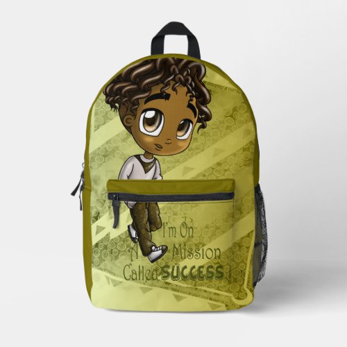 African American Boy with Positive Words Printed Backpack