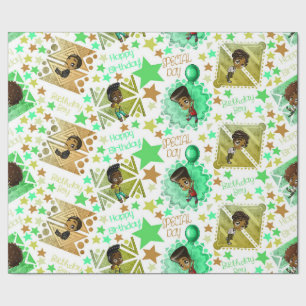African American Boys Birthday Wrapping Paper