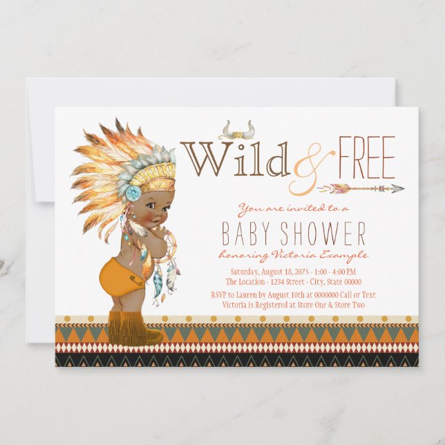 African American Boys Tribal Boho Baby Shower Invitation (Front)