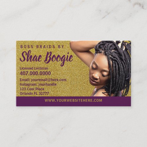 African American Braider Braids Loctician Template Appointment Card