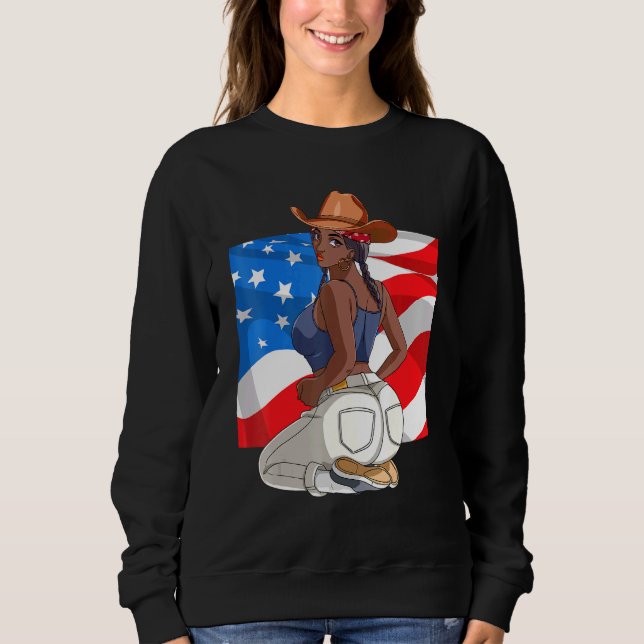 African American Braids 4th Of July Black American Sweatshirt (Front)