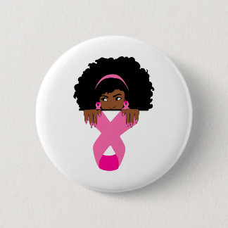 African American Breast Cancer Awareness Black Wom Button