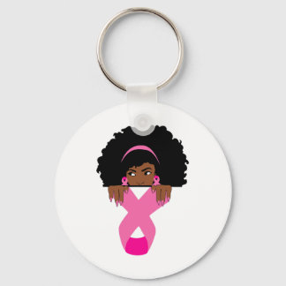 African American Breast Cancer Awareness Black Wom Keychain
