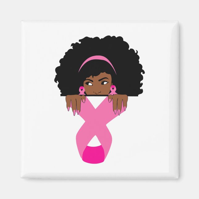 African American Breast Cancer Awareness Black Wom Magnet (Front)