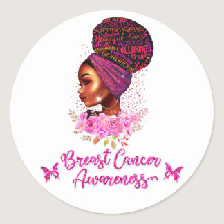 African American Breast Cancer Awareness Woman Classic Round Sticker