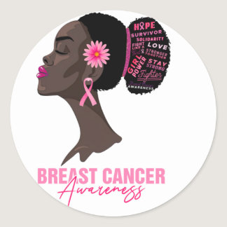 African American Breast Cancer Awareness Woman  Classic Round Sticker