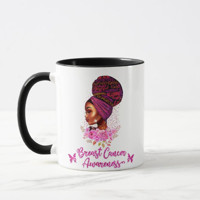 African American Breast Cancer Awareness Woman Mug (Left)