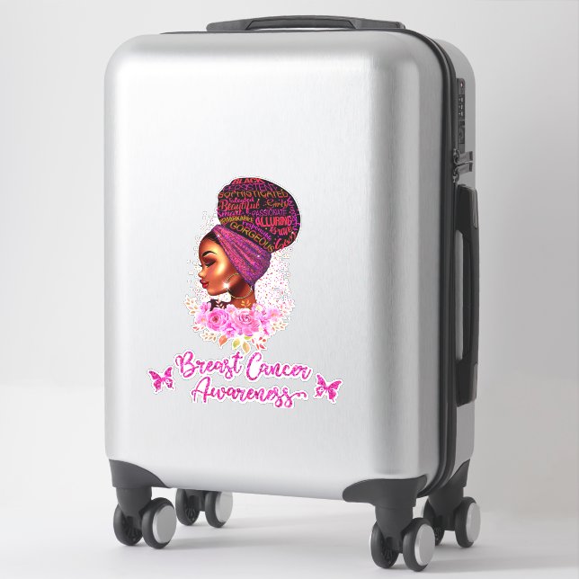African American Breast Cancer Awareness Woman Sti Sticker (Suitcase)