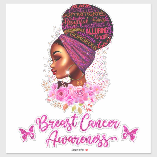 African American Breast Cancer Awareness Woman Sticker (Sheet)