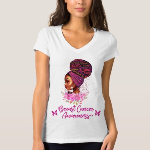 African American Breast Cancer Awareness Woman T_Shirt