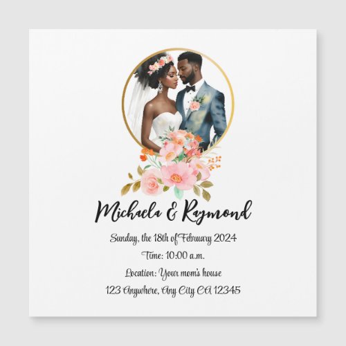 African American Bridal Couple Magnetic Card