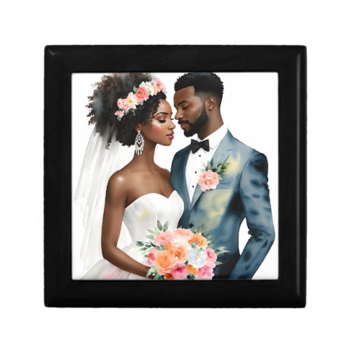 African American Bridal Couple Wedding Gift Box