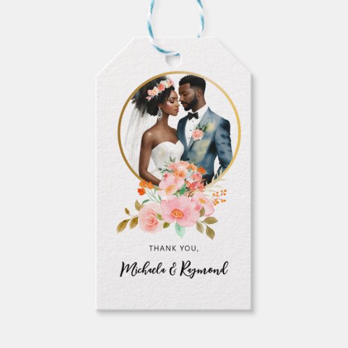 African American Bridal Couple Wedding Gift Tags