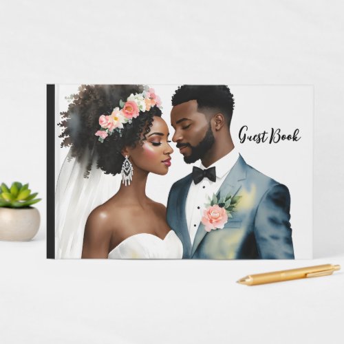 African American Bridal Couple Wedding Guest Book